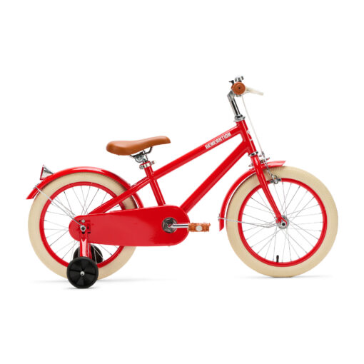 De Generation Retro 16 inch Rood – Kinderfiets is perfect voor 4-6 jarigen, met stijlvol design, veilige remmen, en comfort. Inclusief zijwieltjes, ideaal voor een veilige en plezierige fietservaring.