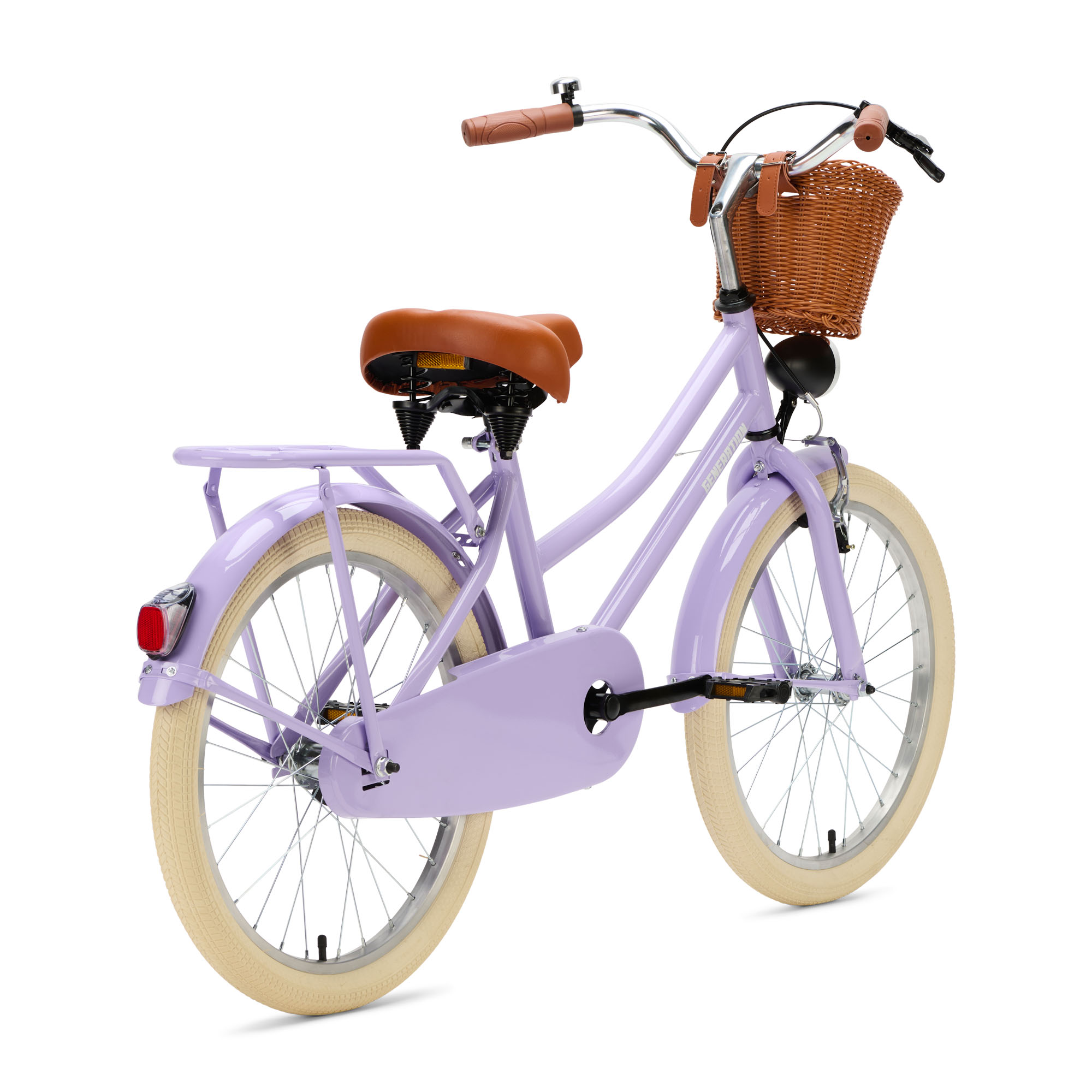 Generation Transporter 20 inch Lila – Kinderfiets met Mandje De Generation Transporter 20 inch Lila is een stijlvolle kinderfiets voor kinderen van ongeveer 6 tot 8 jaar. Uitgerust met een mandje, voor- en achterverlichting, terugtraprem, voorrem, fietsbel en standaard. Met een framemaat van 31 cm en een minimale zadelhoogte van 67 cm is deze fiets ideaal voor dagelijkse fietsavonturen.