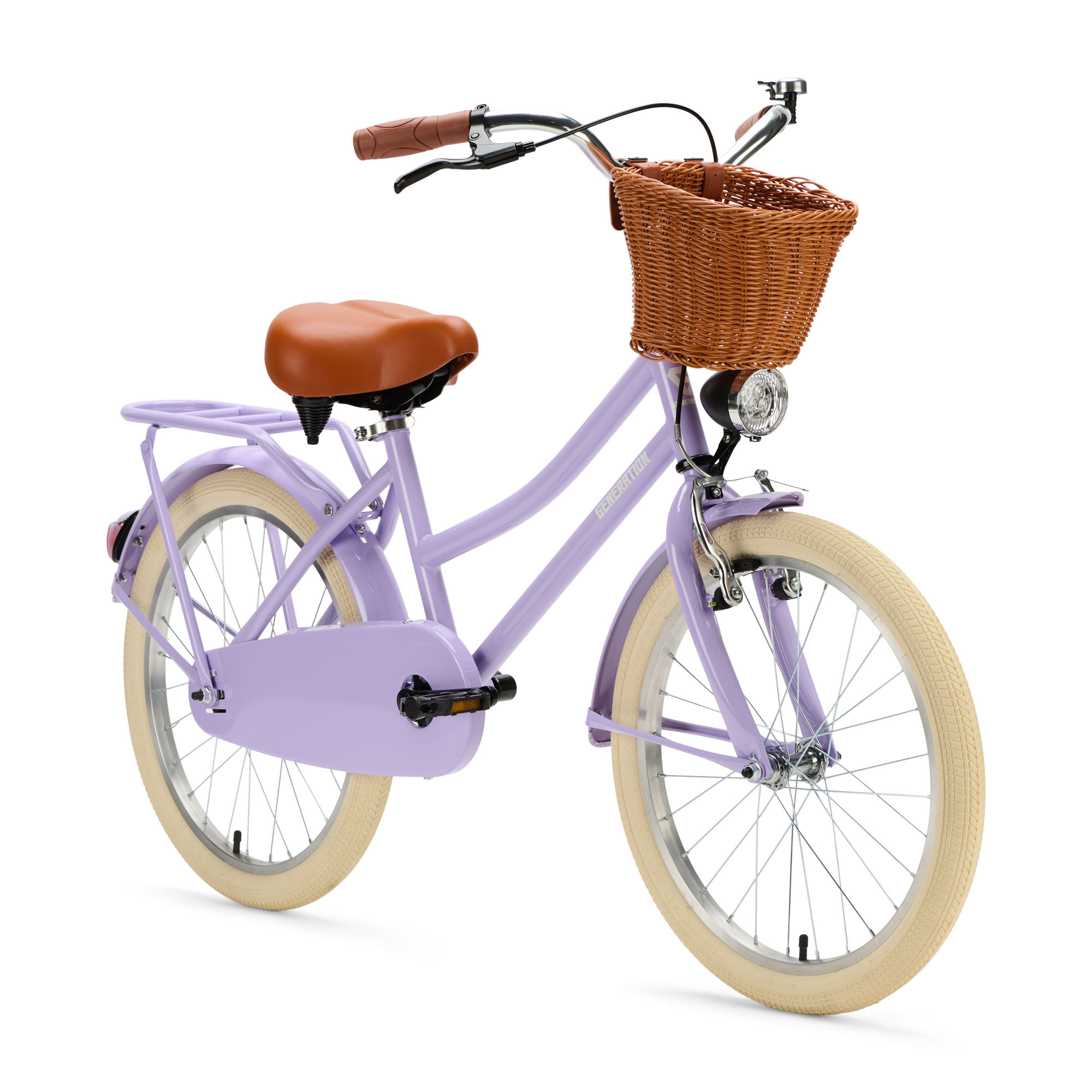 Generation Transporter 20 inch Lila – Kinderfiets met Mandje De Generation Transporter 20 inch Lila is een stijlvolle kinderfiets voor kinderen van ongeveer 6 tot 8 jaar. Uitgerust met een mandje, voor- en achterverlichting, terugtraprem, voorrem, fietsbel en standaard. Met een framemaat van 31 cm en een minimale zadelhoogte van 67 cm is deze fiets ideaal voor dagelijkse fietsavonturen.