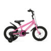 De Generation Sport 14 inch Roze is een stoere kinderfiets voor kinderen van ongeveer 3 tot 5 jaar. Met afneembare zijwieltjes, terugtraprem, fietsbel, spatborden en een gesloten kettingkast is deze fiets ideaal om te leren fietsen. Het sportieve roze-zwarte design en de brede zwarte banden zorgen voor een moderne uitstraling. De fiets heeft een framemaat van 23 cm en een minimale zadelhoogte van 48 cm.