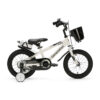 De Generation BMX 14 inch Wit is een stoere kinderfiets voor kinderen van ongeveer 3 tot 5 jaar. De fiets heeft een minimale zadelhoogte van 47 cm en een framemaat van 22,5 cm. Compleet met zijwieltjes, terugtraprem, mandje, drinkbeker, fietsbel en spatborden.